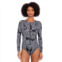 Womens Eco Beach Long Sleeve Zip-Front One-Piece Swimsuit