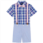 Toddler Boy IZOD Gingham Short Sleeve Button-Down Shirt, Woven Shorts, Suspenders, & Bowtie Set