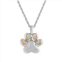 Black Hills Gold Tri-Tone Paw Print Pendant Necklace in Sterling Silver