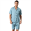 Cheibear Men Satin Button Down Pajama Sets Short Sleeve Shirt and Shorts Sleepwear