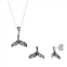 Argento Bella Sterling Silver Oxidized Whale Tale Earrings & Necklace Set