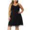 Agnes Orinda Plus Size Nightgown for Women V Neck Spaghetti Strap Adjustable Mesh Panel Hem Cami Nightdress