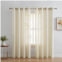 THD Serena Faux Linen Textured Semi Sheer Privacy Sun Light Filtering Transparent Window Grommet Long Thick Curtains Drapery Panels for Bedroom & Living Room, Set of 2