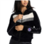 Womens Lusso Black New York Knicks Nixie Chevron Color-Block Raglan Full-Zip Track Jacket