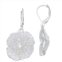 Napier Silver Tone White Glass Flower Drop Earrings