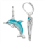 Napier Silver Tone Blue Enamel Ocean World Dolphin Drop Earrings