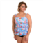 Plus Size Fit 4 U Tropical Print Tiered Mastectomy Tankini Swim Top