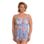 Plus Size Fit 4 U Tropical Floral Print Sweetheart Neck Swim Dress