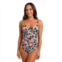 Womens Fit 4 U Floral Print Shirred Push-Up One Piece Swimsuit