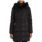 T Tahari stefani faux fur hood down fill fitted puffer coat in black