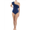 Shoshanna womens gingham one shoulder one-piece swimsuit
