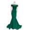 Issue New York classic off the shoulder evening gown in green