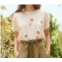 THE GREAT. boxy crew top with weeping daisy embroidery in washed white