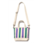 KULE the all over striped bucket bag in green/grape