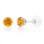 MAX + STONE 14k white or yellow gold round small 4mm gemstone stud earrings