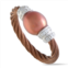 Charriol pearl stainless steel bronze pvd brown pearl and white cubic zirconia cable ring