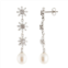 Splendid Pearls sterling silver cz cluster freshwater pearl earrings