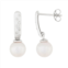 Splendid Pearls 14k white gold dangling diamond pearl earrings