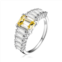 Genevive sterling silver yellow cubic zirconia cluster ring