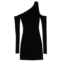 Amiri womens off shoulder rib knit mini dress - black