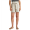 JAG high rise belted pleat paper bag short in oatmeal