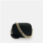 Apatchy London black leather crossbody bag with gold chain strap