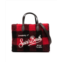 Mc2 Saint Barth check wool leather tote handbag in red black
