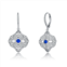 Genevive sterling silver sapphire cubic zirconia wreath drop earrings
