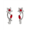 Genevive sterling silver ruby cubic zirconia flower huggie earrings