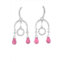 Genevive sterling silver pink cubic zirconia drop earrings