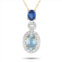 Non Branded lb exclusive 14k yellow gold 0.08ct diamond, aquamarine, and sapphire necklace pd4-16183yaqsa