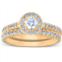 Pompeii3 1ct halo lab grown diamond engagement matching wedding ring set 14k yellow gold
