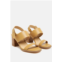 Rag & Co gertude slingback block heel leather sandal in tan