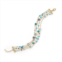 Liv Oliver 18k gold multi row turquoise & blue topaz multi gemstone bracelet