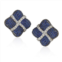 Suzy Levian sterling silver blue and white sapphire wrapped cushion earrings