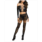 Dreamgirl Womens Lace Patterned Knit Lingerie Set with Attached Garters and Stockings