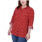 NY Collection Plus Size 3/4 Sleeve Roll Tab Notch Collar Blouse