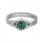 2028 Silver-Tone Emerald Green Flower Overlay Belt Bracelet