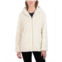 Sebby Collection Womens Hooded Grooved Faux Fur Zip Front Coat