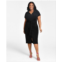 Nina Parker Trendy Plus Size Tie-Front Ruched Shirtdress