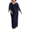 Connected Plus Size Embellished 3/4-Sleeve Lace Gown