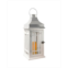 JH Specialties Inc/Lumabase Lumabase White Wooden Lantern with Chrome Roof and LED Candle