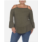 White Mark Plus Size Cold Shoulder Ruffle Sleeve Top