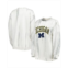 League Collegiate Wear Mens White Silver Michigan Wolverines Classic Arch Dye Terry Crewneck Pullover Sweatshirt