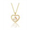 Hello Kitty Sanrio Brass Yellow Gold Plated Heart Cubic Zirconia Outlined Necklace with Dangle Authentic Officially Licensed