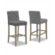 Glamour Home Set of 2 Alee Fabric Bar Stool with Tufted Buttons and Wood Legs