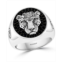 EFFY Collection EFFY Mens Black Spinel Panther Ring in Sterling Silver