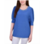 NY Collection Petite Puff Sleeve Honeycomb Knit Top
