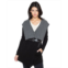 JENNIE LIU Womens 100% Pure Cashmere Long Sleeve 2-tone Double Face Cascade Open Cardigan Sweater