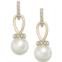 Charter Club Imitation Pearl and Pave Drop Earrings